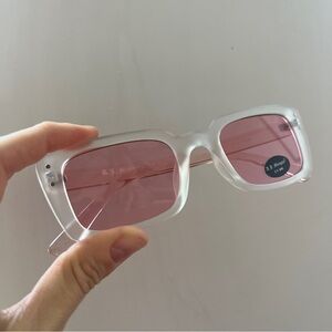 ASOS AJ Morgan frosted white frame pink sunglasses